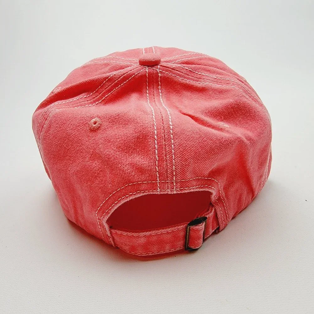 Dog Mom Distressed Relaxed Buckle Strap Full Cover Hat Cap Garment Washed Orange
